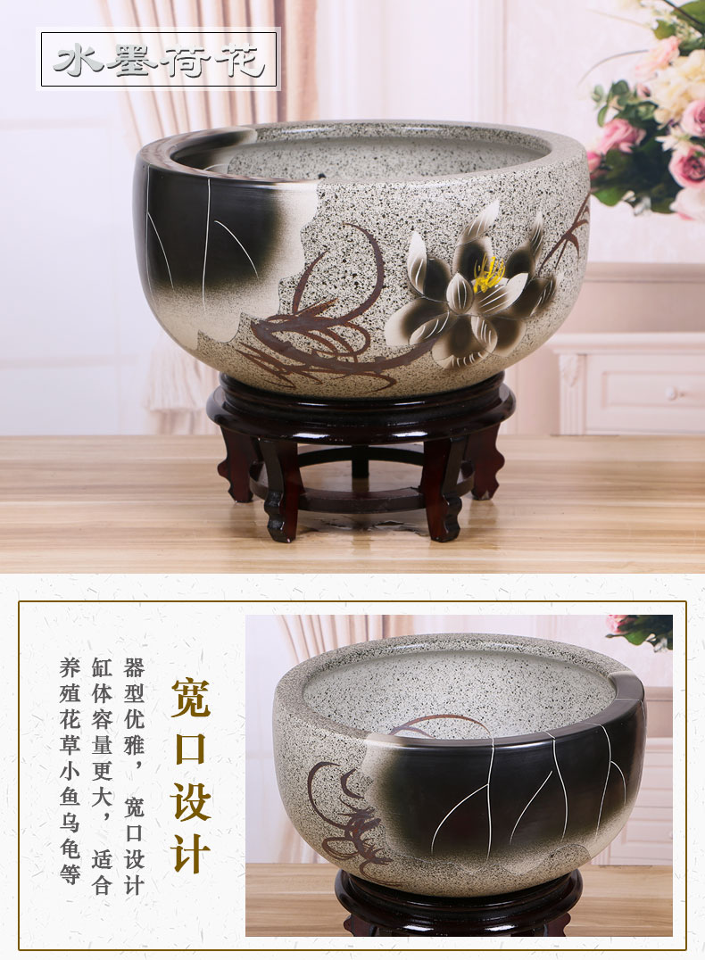 Jingdezhen ceramic aquarium raising goldfish bowl lotus lotus basin tortoise cylinder tank sitting room place lotus