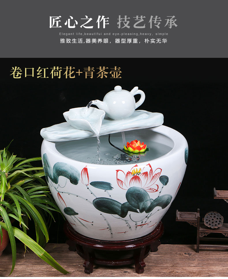 Jingdezhen ceramic aquariums household water fountain jin large fish bowl furnishing articles sitting room humidifying landscape