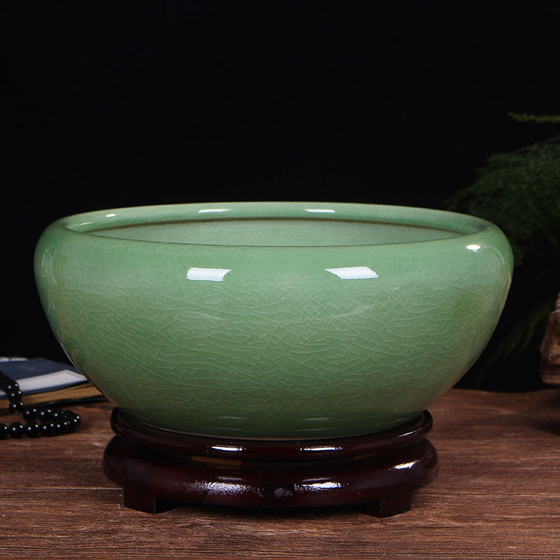 Jingdezhen ceramic aquarium restoring ancient ways is archaize turtle cylinder basin of water lily lotus goldfish bowl lotus cylinder extra large