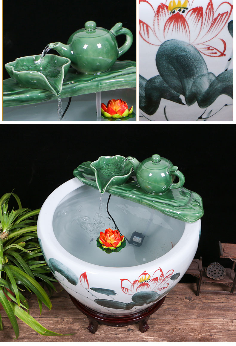 Jingdezhen ceramic aquariums household water fountain jin large fish bowl furnishing articles sitting room humidifying landscape