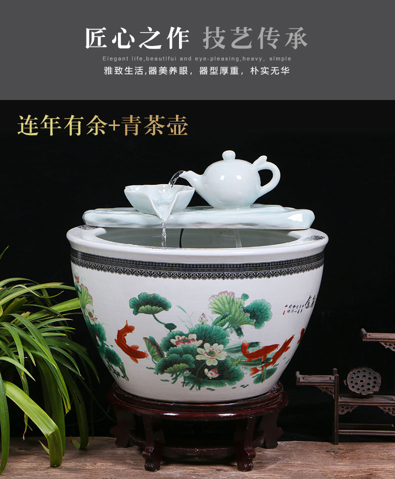 Jingdezhen ceramic aquariums household water fountain jin large fish bowl furnishing articles sitting room humidifying landscape