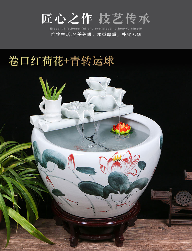 Jingdezhen ceramic aquariums household water fountain jin large fish bowl furnishing articles sitting room humidifying landscape