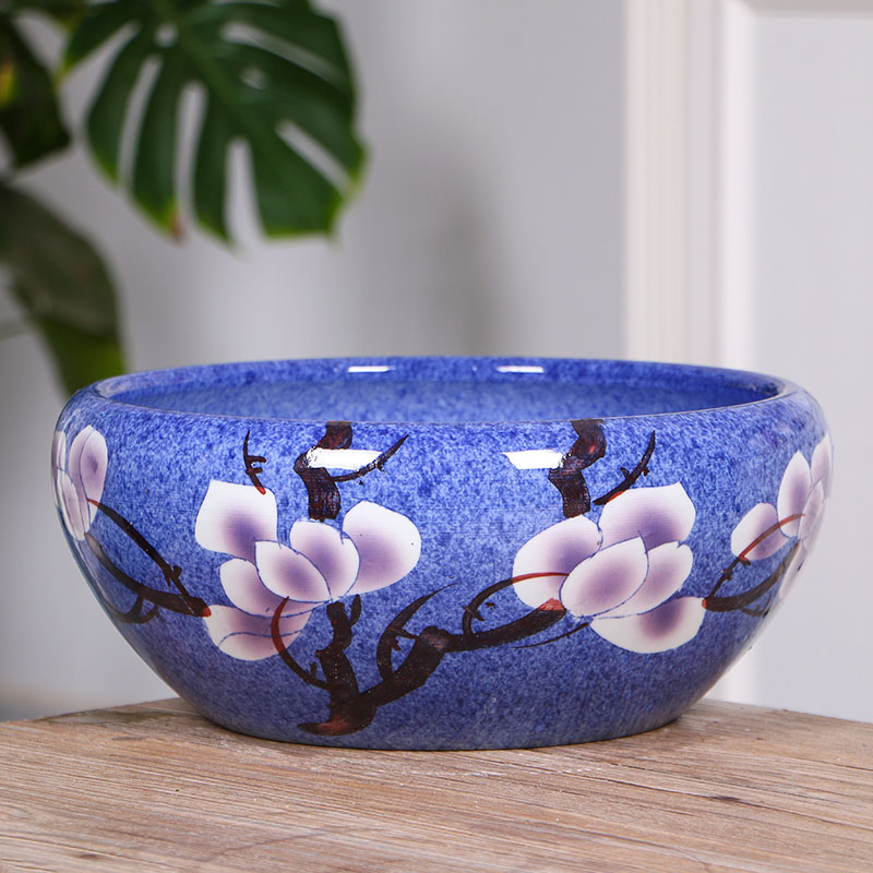 Jingdezhen mini ceramic aquarium place large fish refers to basin tortoise goldfish bowl lotus lotus flower pot cylinder