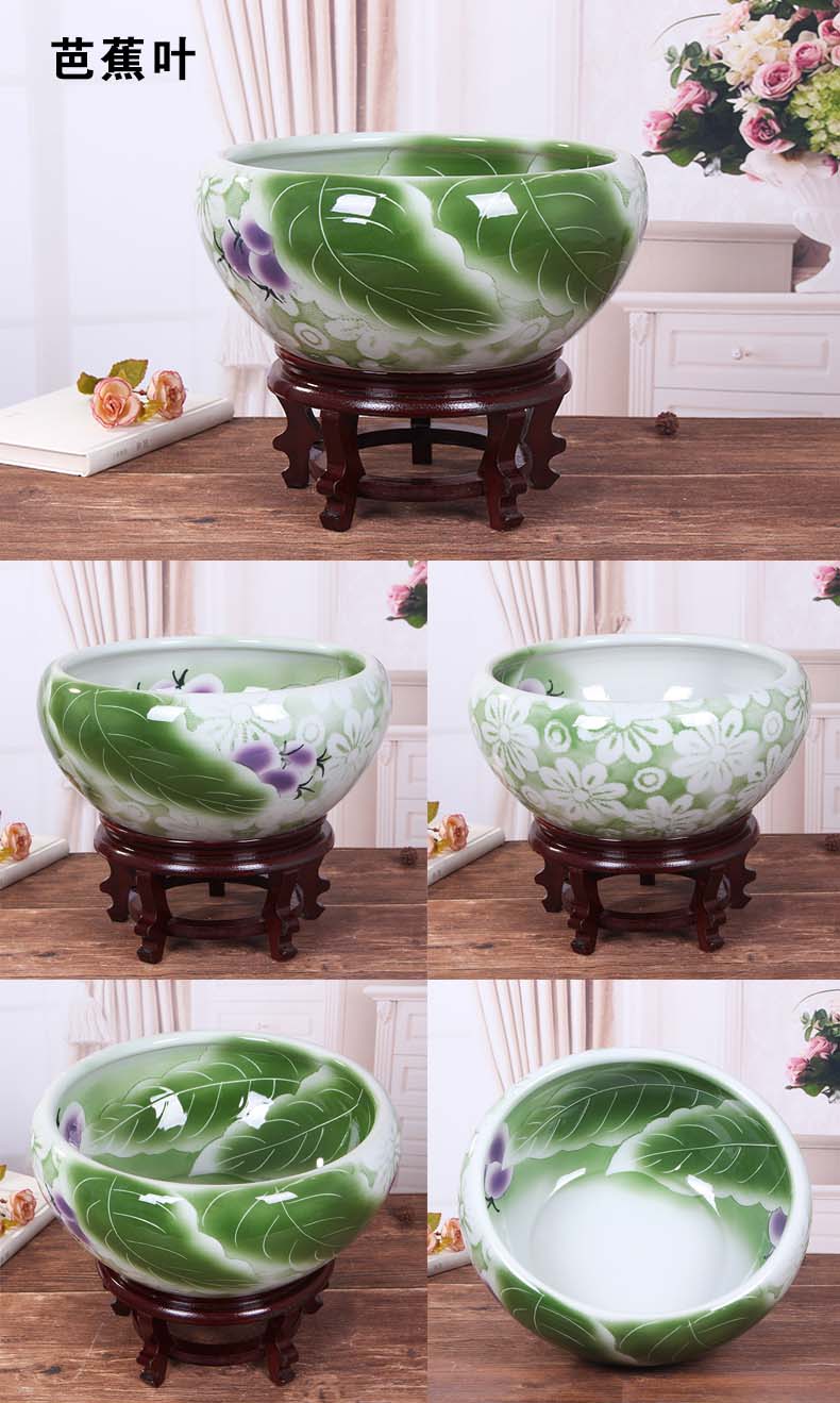 Jingdezhen ceramic aquarium large fish basin bowl lotus lotus lotus tortoise cylinder sitting room feng shui goldfish bowl