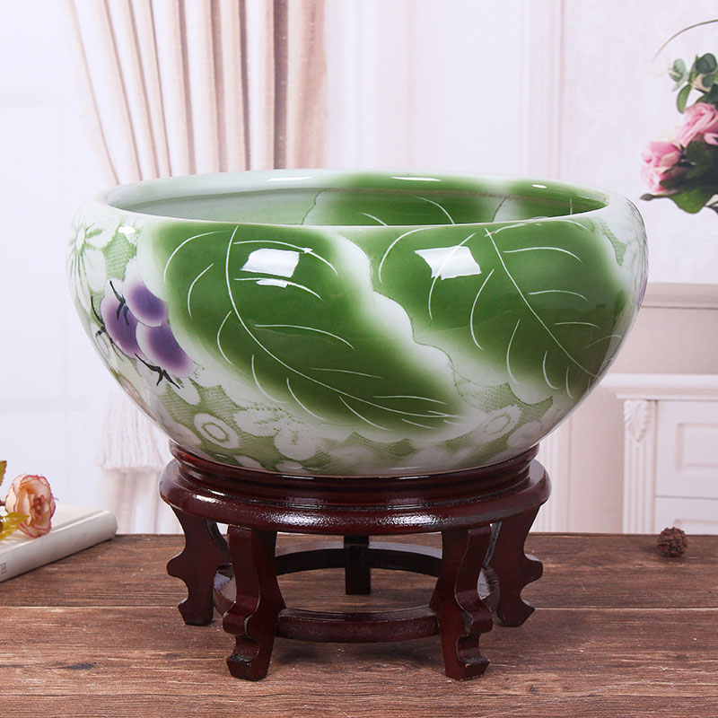 Jingdezhen ceramic aquarium large fish basin bowl lotus lotus lotus tortoise cylinder sitting room feng shui goldfish bowl