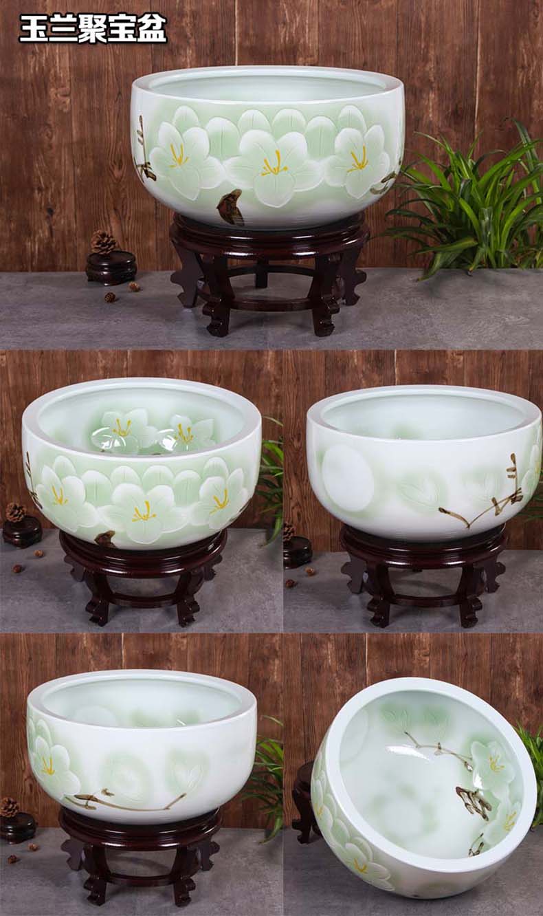 Jingdezhen ceramic aquarium raising goldfish bowl lotus lotus basin tortoise cylinder tank sitting room place lotus