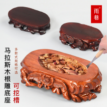 Solid wood root carving stone base Round vase Bonsai Buddha arts and crafts grooving ornaments Jade log bracket