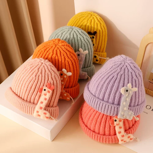 Удерживающая тепло милая детская шерстяная зимняя вязаная шапка подходит для мужчин и женщин для отдыха, 2-4 лет