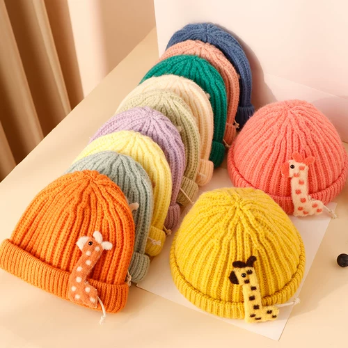 Удерживающая тепло милая детская шерстяная зимняя вязаная шапка подходит для мужчин и женщин для отдыха, 2-4 лет