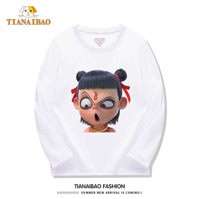 Mà trẻ em quần áo trẻ em quần áo bé trai trắng dài tay mùa xuân áo thun cotton quần áo Hàn Quốc phiên bản của thủy triều của con gái đầu triều thủy triều.