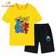 Sesame Street trai Summer Suit 2020 New Ins Tide Cô gái ngắn tay Kids Với Shorts bông.