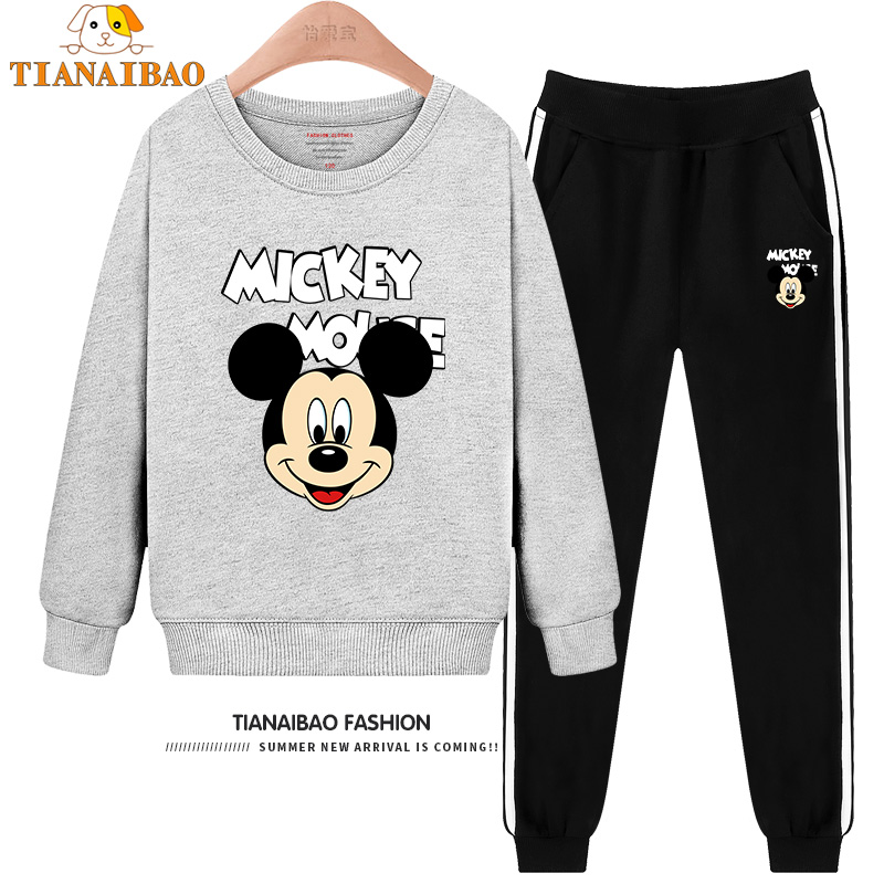 Trẻ em mùa xuân váy cô gái mới ròng đỏ phù hợp với dương yaw con quần áo trẻ em Mickey trẻ em trai giữa và trẻ lớn hơn hai mảnh bộ mùa thu.