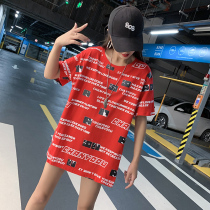 Short sleeve T-shirt female loose foreign style Han fan 2021 New ins Chaogang wind long round neck cotton large version