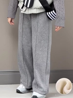 Серые широкие штаны (интегрированный бархат)