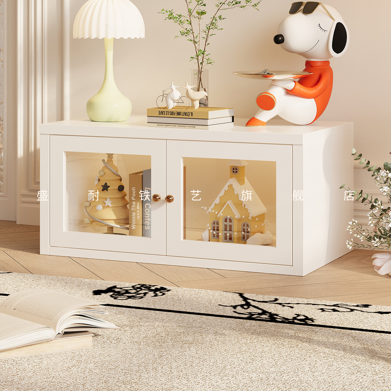 Double-Door Bookcase 800 Wide Top Cabinet with Changhong Glass and Doors, Free Combination for Home Use, Living Room Small Bookshelf, Storage Low Cabinet