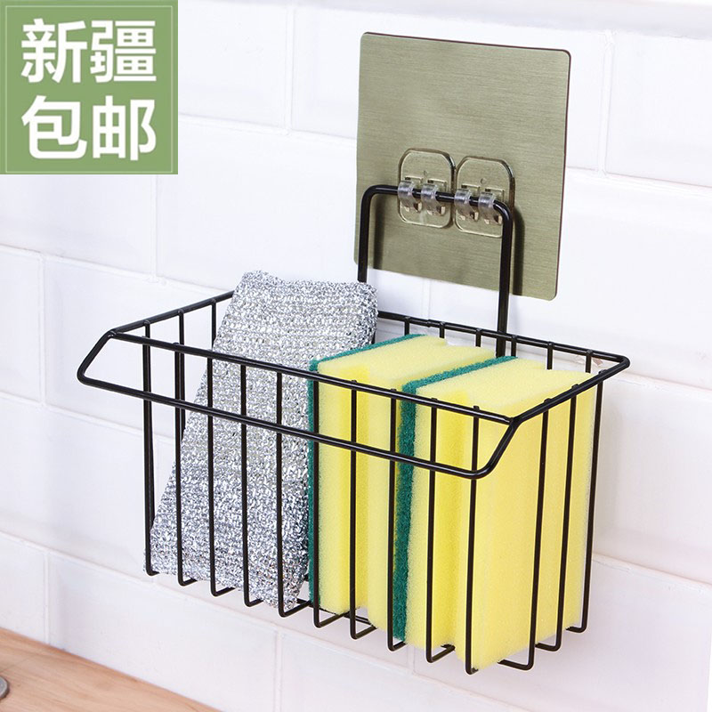 Kitchen asphalt basket iron dishwashing fabric holding shelf hanging frame for the multi-function hanging basket