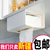 Punch-free hanging wall tissue box no trace paste paper rack toilet plastic tissue pump