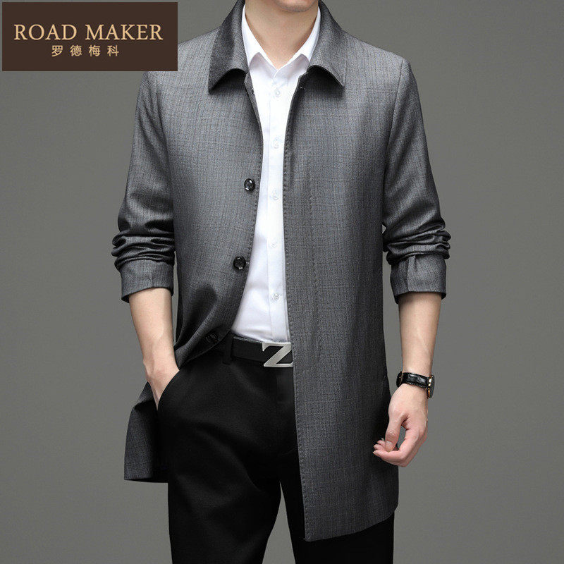 Roadmaker Spring and Autumn Pure Color Wears New Youth Leisure and Easy Single-Closed Business Covester Male