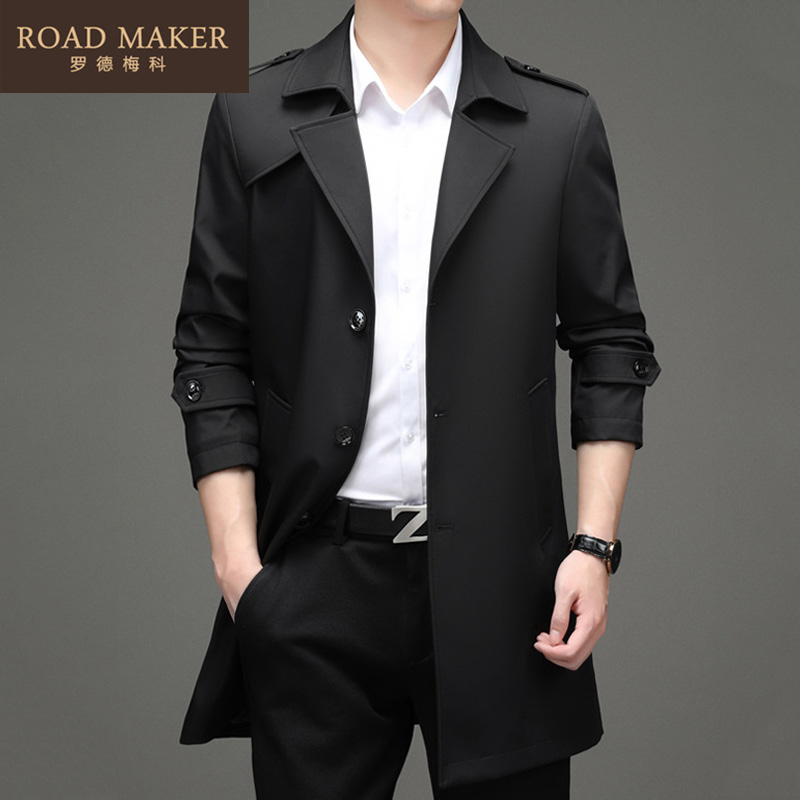 ROADMAKER2022 Year Spring Autumn New Wind Clothes Men's Medium Long Version Casual Loose Loose Thin style Fashion Jacket Male Tide