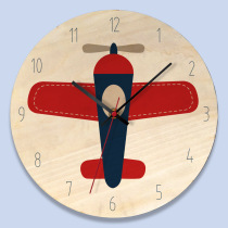 Creative childrens room wall clock Wooden cartoon Kindergarten early education center clock Car pattern wall decoration clock