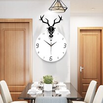 Deer head wall clock European style modern home personality Nordic creative living room simple clock fashion atmospheric decorative clock