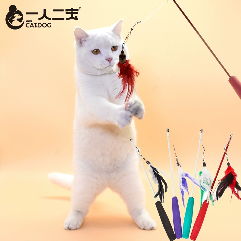 Funny cat stick telescopic que dài que lông chuông cổ tích cá que mèo cắn chống thay thế đầu vui mèo mèo đồ chơi cung cấp - Mèo / Chó Đồ chơi