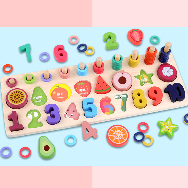 Young Children Wooden Toys Digital Letters Logarithmic Jigsaw Puzzle Cognitive Male Girl Baby Puzzle 3-6 years old