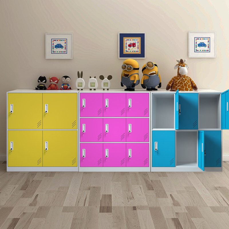 Color tin locker with lock Staff dormitory storage cabinet Gym Swimming pool change wardrobe Student bag cabinet