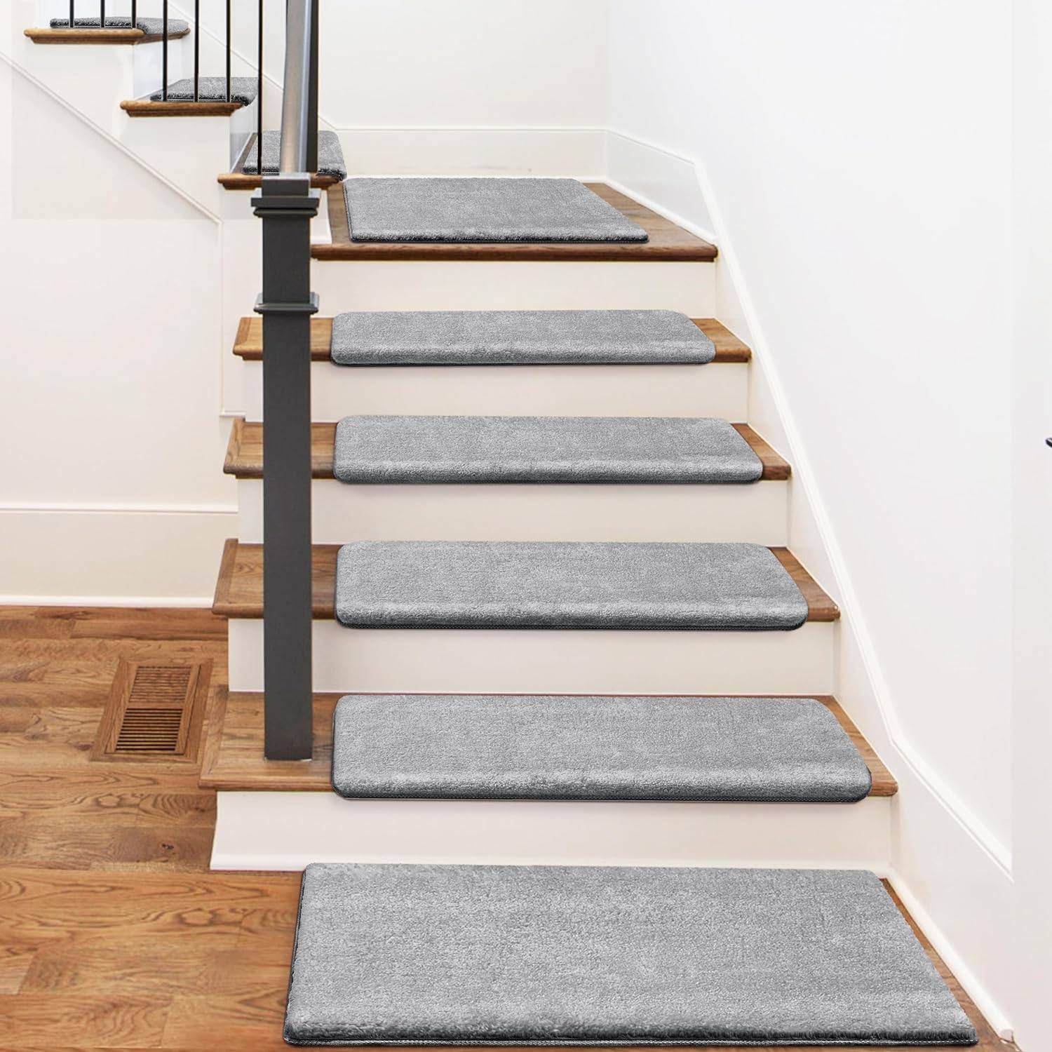 Thickened solid color stair step mat glue-free self-adhesive non-slip solid wood home spiral staircase carpet stair sticker customization