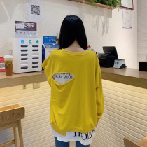 Fake two-piece sweater female hole loose spring and autumn new ins jacket Korean version of cec super fire tide student long-sleeved top