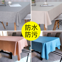 Linen tablecloth rectangular waterproof and oil-proof disposable table coffee table mat simple Japanese tablecloth round household fabric