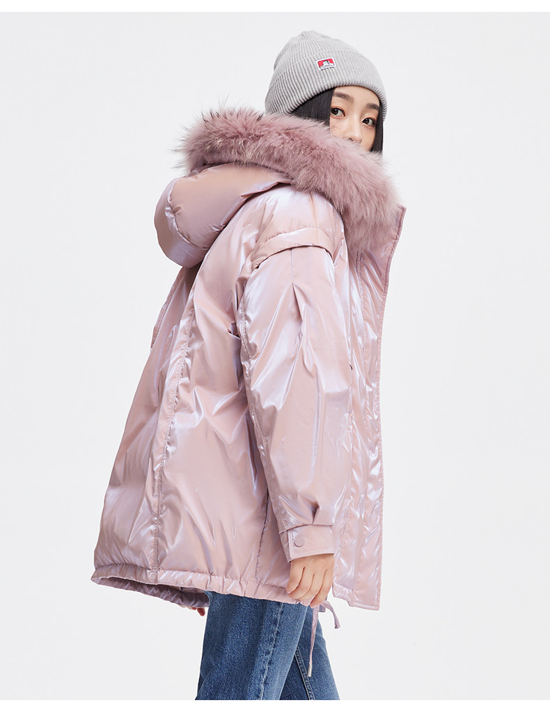 雪中飞 女士貉毛大领 羽绒服 图9