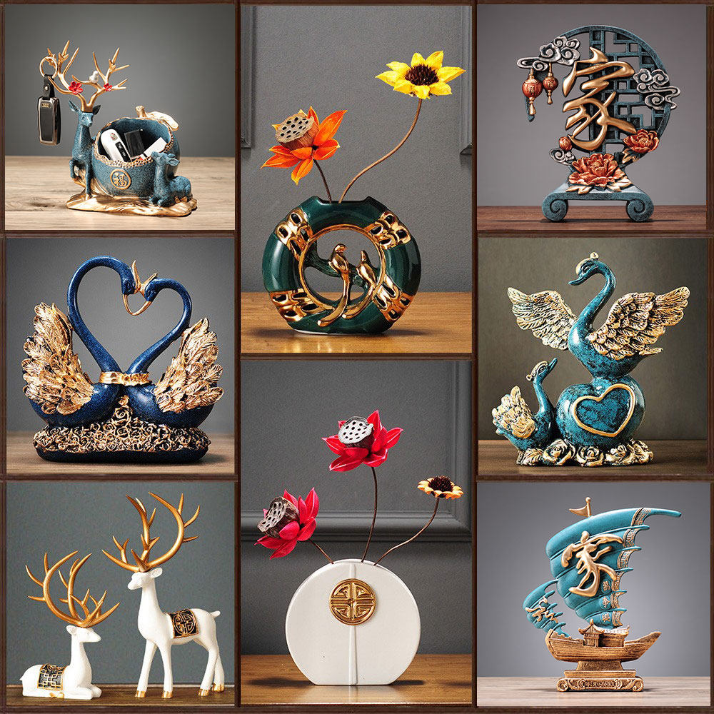 New Chinese pendulum piece Home Decorative Items TV Cabinet Wine Cabinet Living Room Vases Swanky Deer Crafts Gifts Swing Accessories Jo