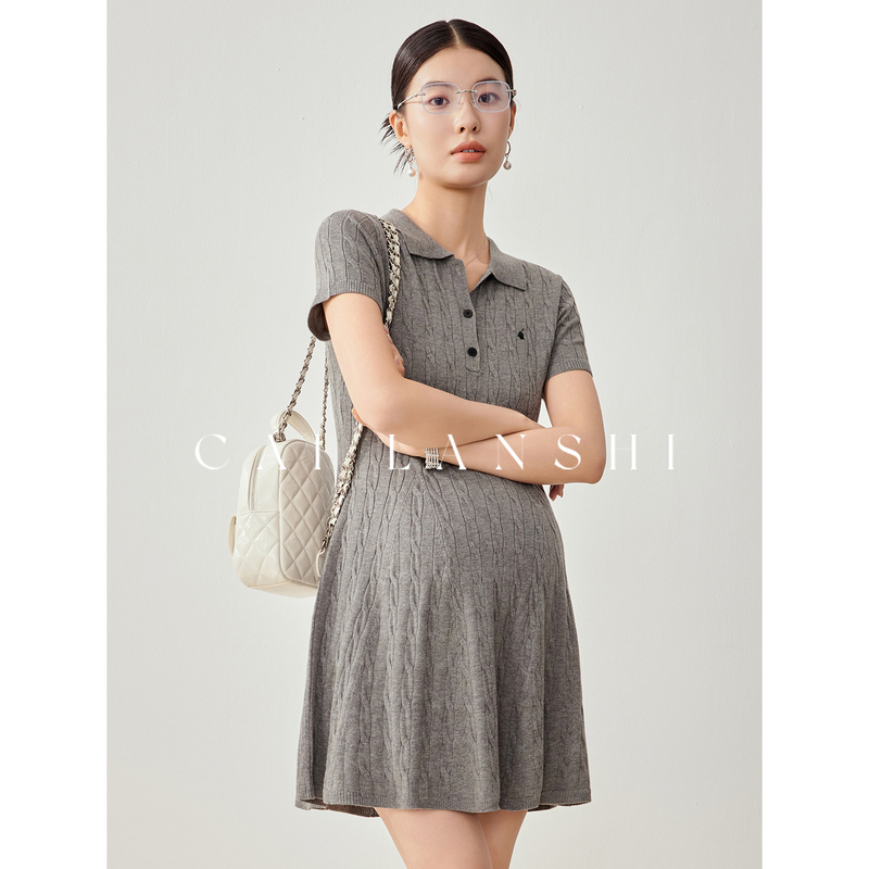 Cai Lanshi Maternity Wear 2026 Summer New Knitted Short-Sleeve Dress Summer Dress Plus Size Loose Short Skirt for Women Cai Lanshi Maternity Wear 2026 Summer New Knitted Short-Sleeve Dress Summer Dress Plus Size Loose Short Skirt for Women