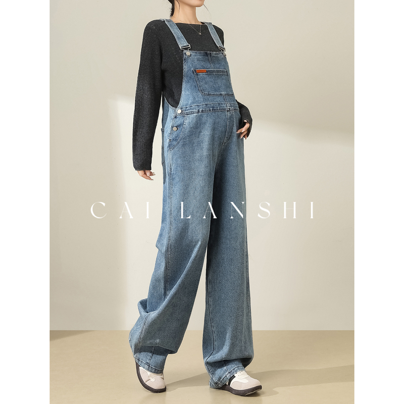 Cai Lanshi Maternity Pants 2026 New Spring and Autumn Style Loose Fit Belly-Covering Maternity Outerwear Age-Reducing Versatile Denim Overalls