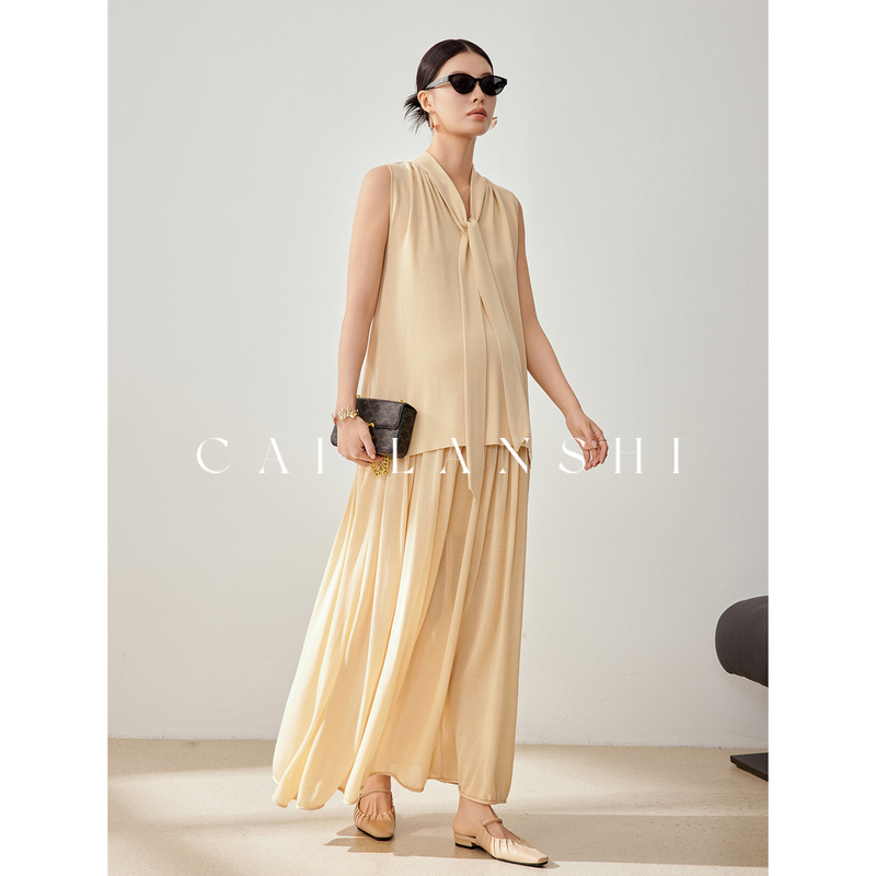 Cai Lanshi Maternity Wear 2026 Summer New Style Gentle and Elegant Skirt Sleeveless Maternity Suit Two-Piece Thin Set