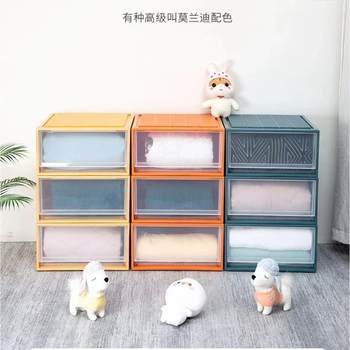 .抽屉式收纳箱塑料北欧风衣柜收纳组合柜可叠加储物箱收纳盒子
