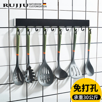 Kitchen hanging rod hook punch-free wall-mounted rack shelf space aluminum kitchen and bathroom rack row hook kitchenware storage