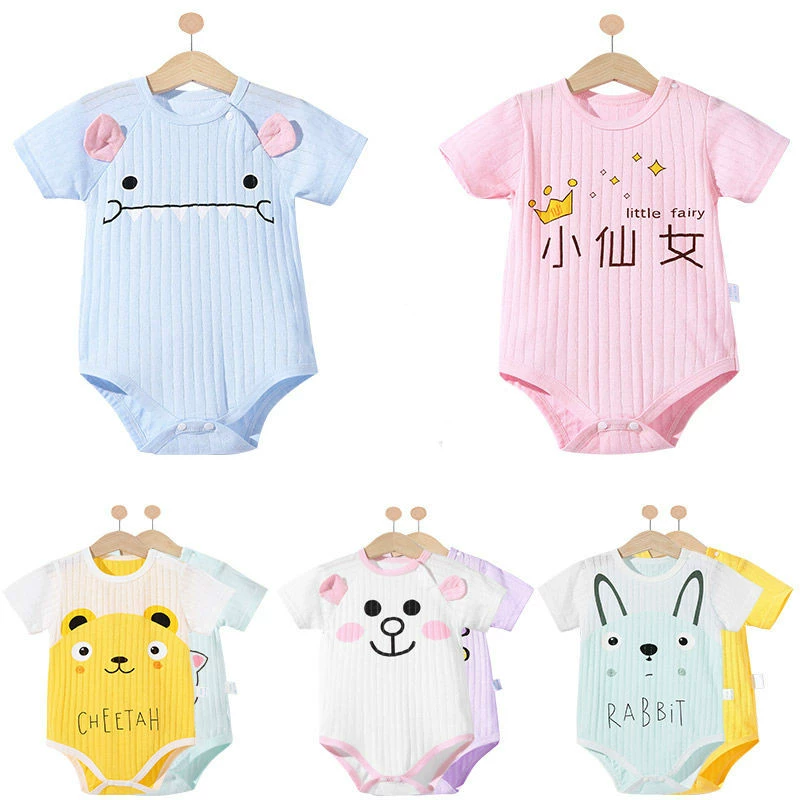 Mùa hè mỏng quần áo một mảnh nữ em bé tam giác túi rắm quần áo romper nam sơ sinh đồ ngủ cotton - Áo liền quần