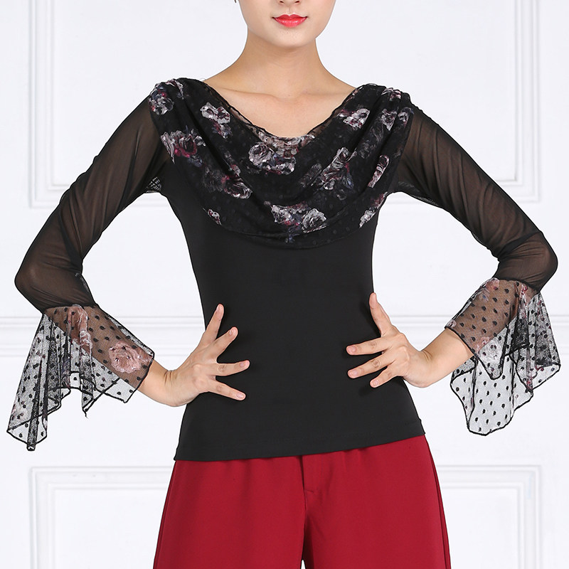 Modern Dance Tops Ballroom Dance Dance Clothes Waltz Dance Clothes Dancing Small Shirts Practice Dance National Ballroom Dance Square Dance Clothing