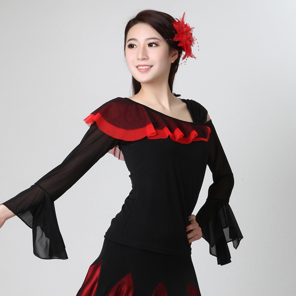 Morden dance adult dance dress Social dance blouses the new Latin dresses practice dance dress rehearswear for women long sleeves