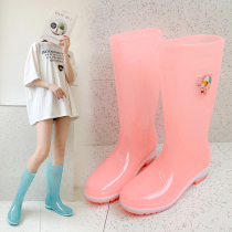 Working rain boots women high tube transparent waterproof shoes women new Korean cute long tube rain shoes non-slip bucket shoes rubber shoes