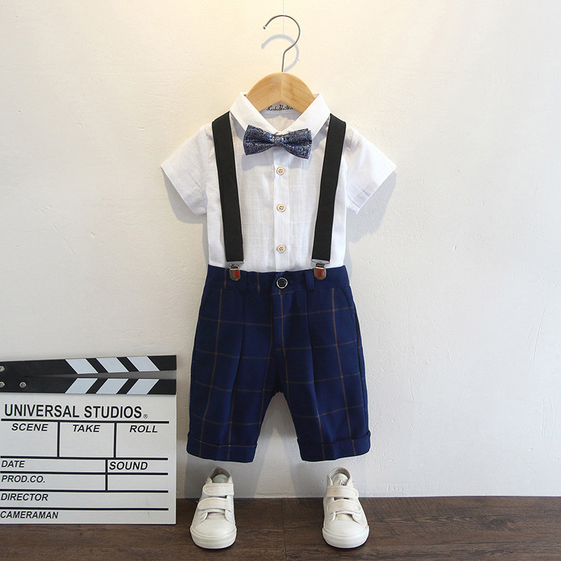 Boy's suit children's summer choral performance to suit Inlan short sleeve suit suit baby flower gown performance suit