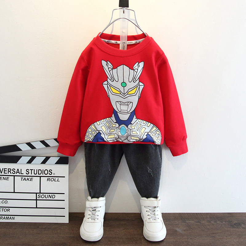 Boys sweater spring and autumn Ciro Ultraman clothes 2021 new boy autumn shirt sports children's autumn clothing trend