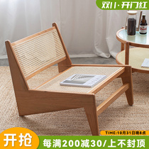 Nordic single solid wood sofa balcony leisure chair lounge chair medieval wabi-sabi chair Japanese-style rattan chair Chandigarh