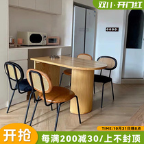 Nordic ins rattan dining chair home restaurant chair dining table stool backrest net red makeup chair retro coffee chair