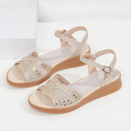 Сандалии, летняя модная обувь для матери, 2024 года, из натуральной кожи, мягкая подошва