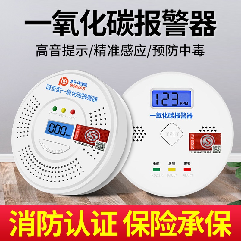 Carbon monoxide siren coal smoke gas poisoning co-detector battery on-board carbon monoxide sirens for home