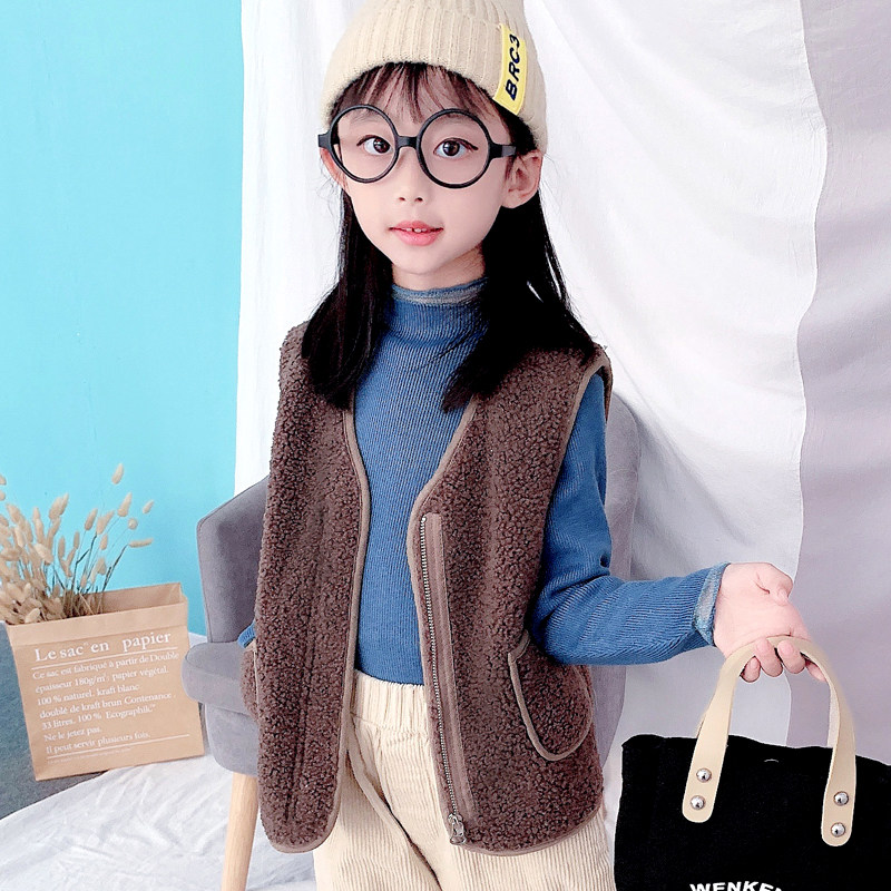 Children's vest girl plus velvet vest boy's vest warm baby wear autumn and winter padded outside foreign waistcoat