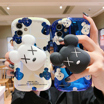 iphone12ProMax mobile phone shell Blu-ray applicable Apple 11 Violent Bear XR Tide Card X Bracket Small Brute Waist XsMax silica gel 7P cover SE2 men and women 8Plus models ten